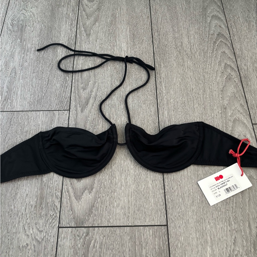 Solid & Striped Black Bikini Top